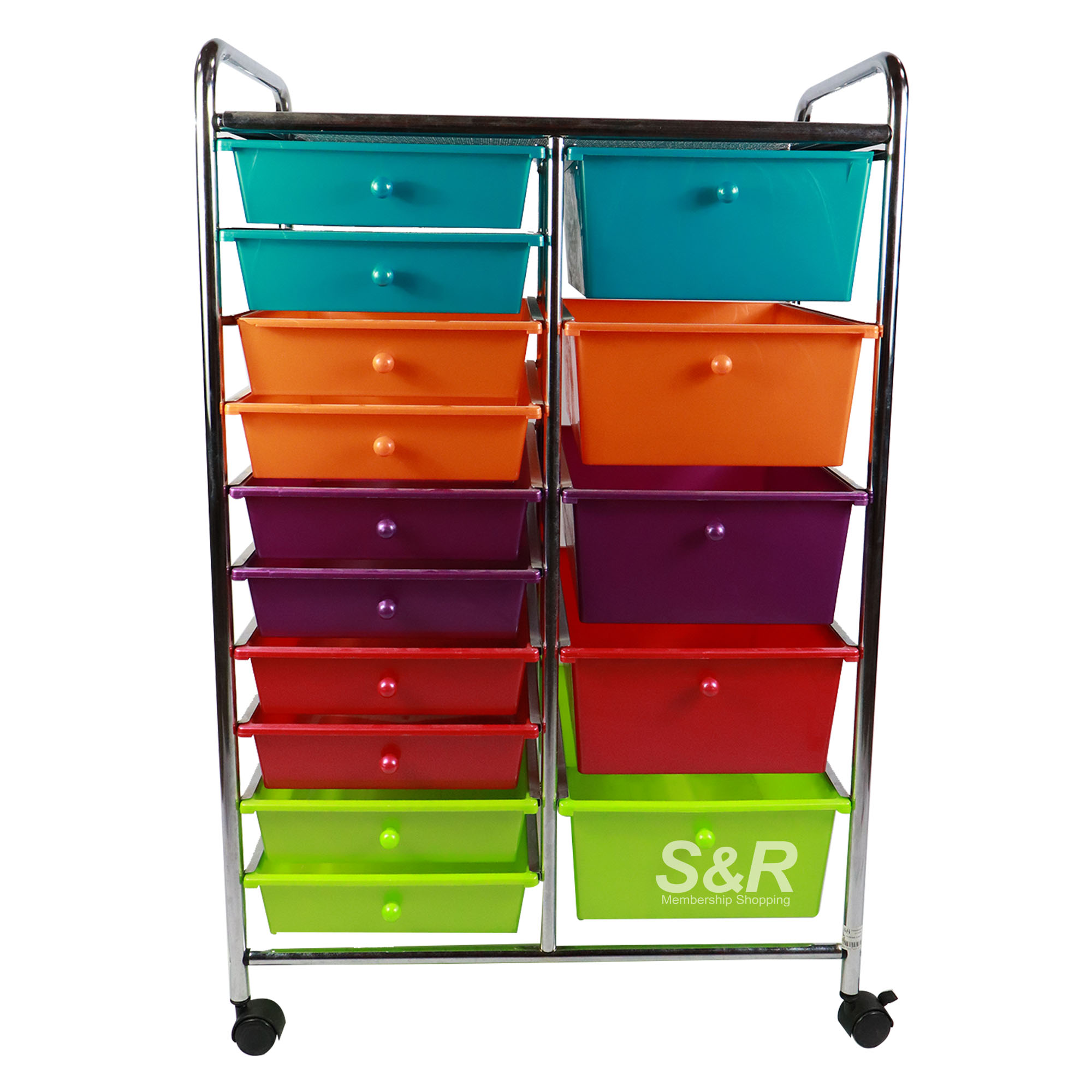 Seville Multi-Colored 15-Drawer Cart 1pc Seville Multi-Colored 15-Drawer Cart 1pc